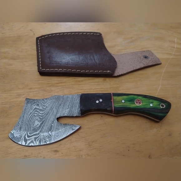 Damascus Other - New Damascus steel blade men's hunting tactical survival knife axe mini hatchet